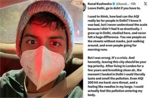 A young man from London has a harsh warning: Leave Delhi or you will die of suffocation.