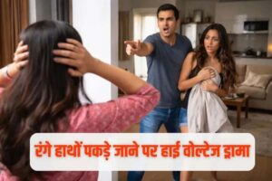 A commotion erupted in Ghaziabad district after a man was caught red-handed; he had invited his girlfriend over to his house while his wife was away at her parents' home.