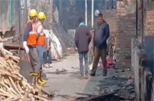 A fire broke out at a plywood factory in Faridabad; the remains of two workers were found, and the owner is on the run.