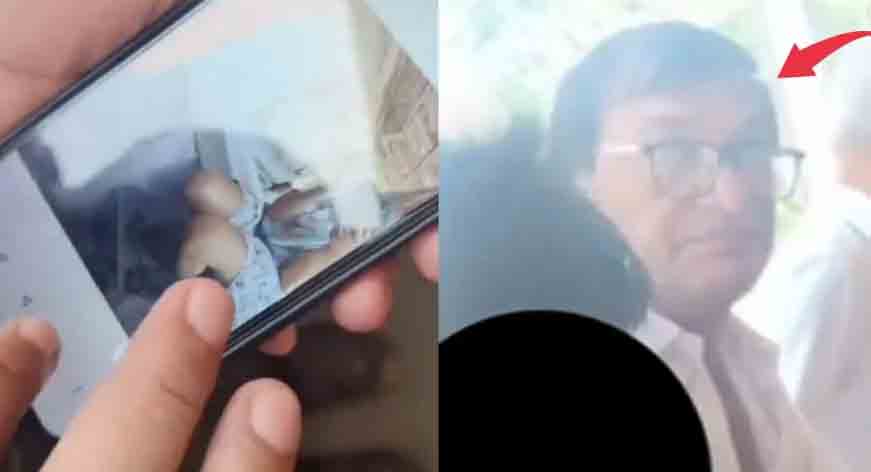 VIDEO: Caught red handed while committing sin in the temple, uncle was secretly clicking photos of girl's legs