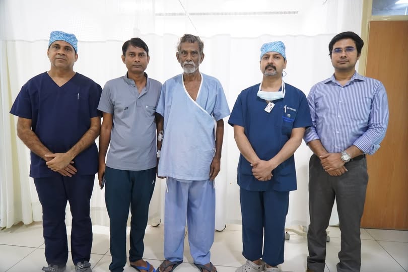 65-year-old patient from Prayagraj stands on his feet after complex surgery for spine tumor at Maringo Asia Hospitals