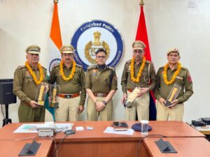 Four Faridabad Police personnel retired; a farewell ceremony was held at the Police Commissioner's office.