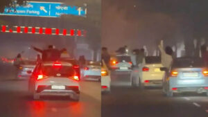 Car Stunt Video: Young men seen driving cars at high speed and racing; video of New Year's Eve road antics in Delhi goes viral.
