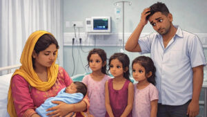 In Haryana, a woman gives birth to her 11th child, a son, after having 10 daughters. Such was her desire for a son!