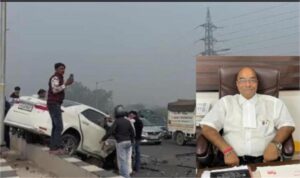 Lawyer killed in two-car collision; horrific accident on Delhi-Mumbai-Vadodara Expressway in Faridabad.