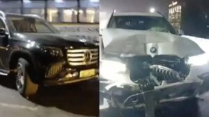 Bike Falls Victim: Two Riders Thrown 50 Meters Away as Mercedes and BMW Race at 200 km/h on Faridabad Highway