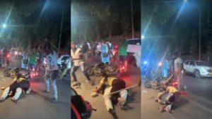 Video Sparks Sensation: Female Friend Tries to Intervene While Attackers Keep Beating... Onlookers Terrified by Incident Unfolding in the Middle of the Road.