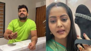 Issuing a challenge, she declared, "I'll smack you hard"; 'Bhabhi caught him red-handed at the office'—Anjana Singh exposed Khesari by brandishing a slipper.